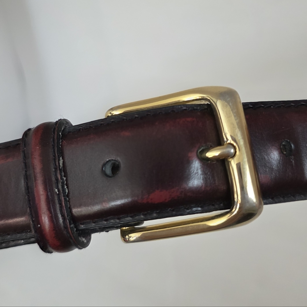 Brown Genuine Hand Burnished Leather Cowhide  Belt Sz 36 Mens